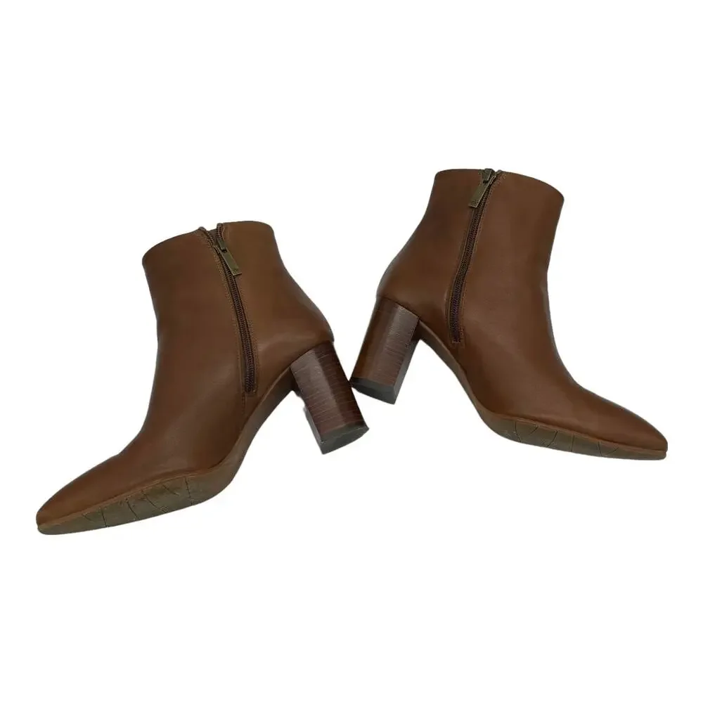 Aquatalia Florita Leather Ankle Boots - Brown - 8.5
